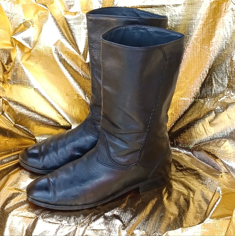 BALLY VINTAGE MEN'S BLACK LEATHER BOOTS MADE IN ITALY 10.5 EXCELLENT CONDITION